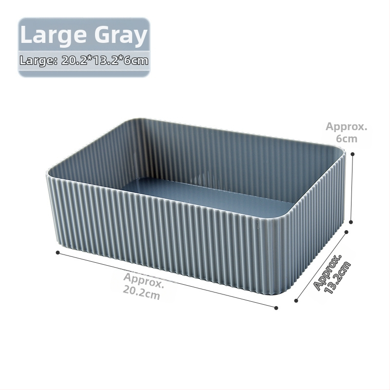 Cutie de depozitare pentru birou cu compartimente, din PS plastic, capacitate 2 L, fără capac, design modern cu dungi