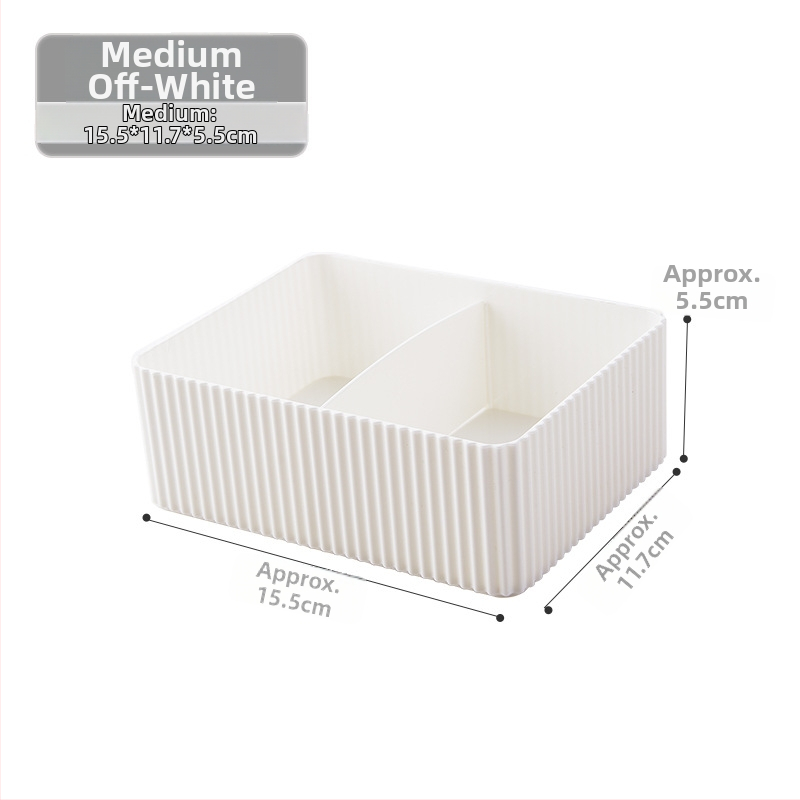 Cutie de depozitare pentru birou cu compartimente, din PS plastic, capacitate 2 L, fără capac, design modern cu dungi