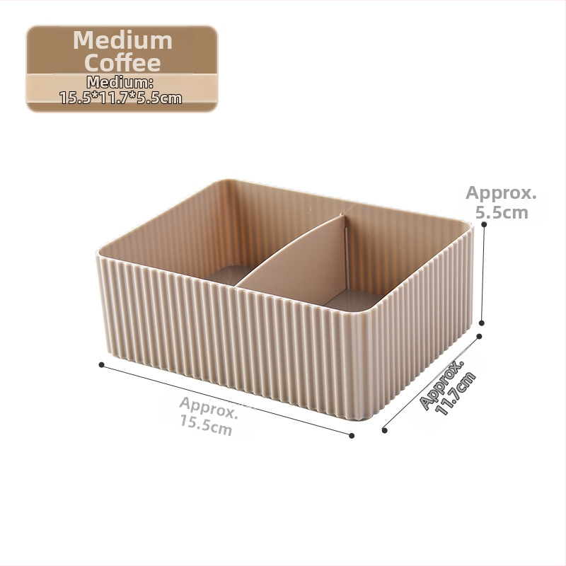 Cutie de depozitare pentru birou cu compartimente, din PS plastic, capacitate 2 L, fără capac, design modern cu dungi