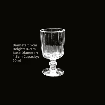 Sklenený pohár na nápoje s retro vyrezávaným dizajnom a diamantovým vzorom (objem 1–100 ml; set)