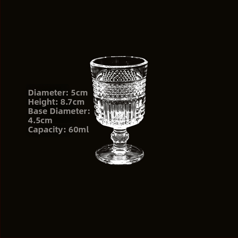 Sklenený pohár na nápoje s retro vyrezávaným dizajnom a diamantovým vzorom (objem 1–100 ml; set)