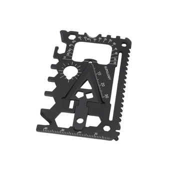 18 az 1-ben multifunkcionális EDC eszköz: üvegnyitó, konzervnyitó, csavarhúzó, kis kulcs és kártya formájú kés