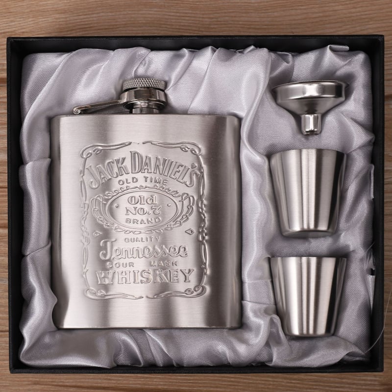 Huijie set de hip flask din oțel inoxidabil – 2 piese, logo personalizabil, pentru vin