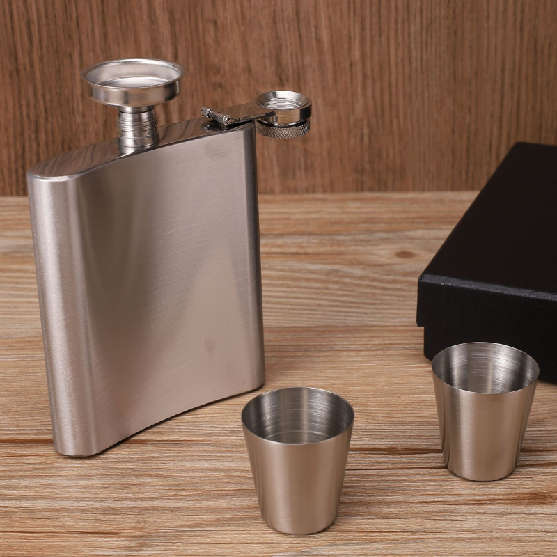 Huijie set de hip flask din oțel inoxidabil – 2 piese, logo personalizabil, pentru vin