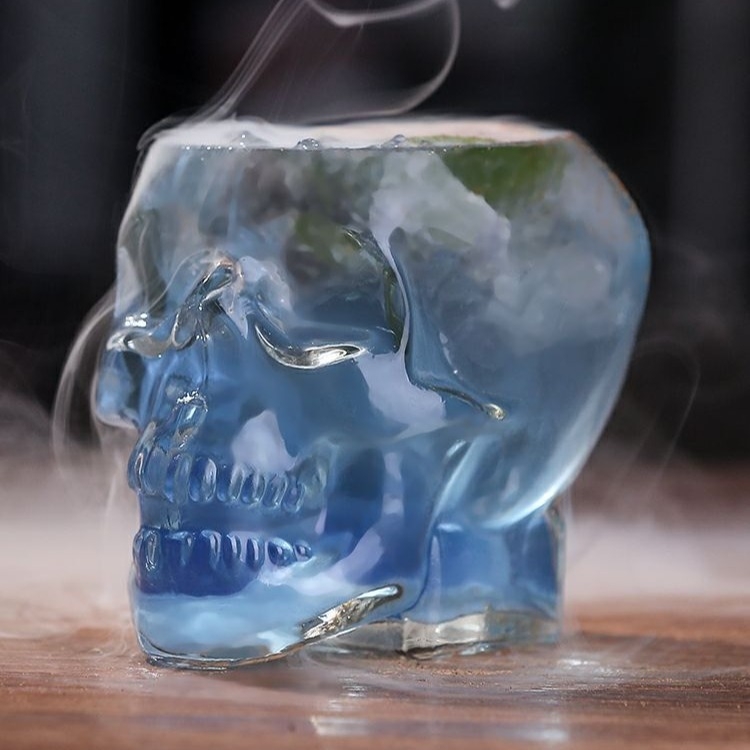 Whiskey pohár koponya mintával, üveg, 201-300 ml, retro csontváz stílus