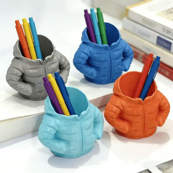 Set suport pixuri cu tavă pentru ceașcă pentru biroul clasei, imprimare 3D, plastic, formă rotundă, Model 0001, imprimare logo, procesare personalizată