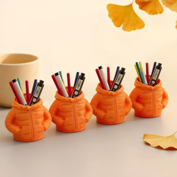 Set suport pixuri cu tavă pentru ceașcă pentru biroul clasei, imprimare 3D, plastic, formă rotundă, Model 0001, imprimare logo, procesare personalizată