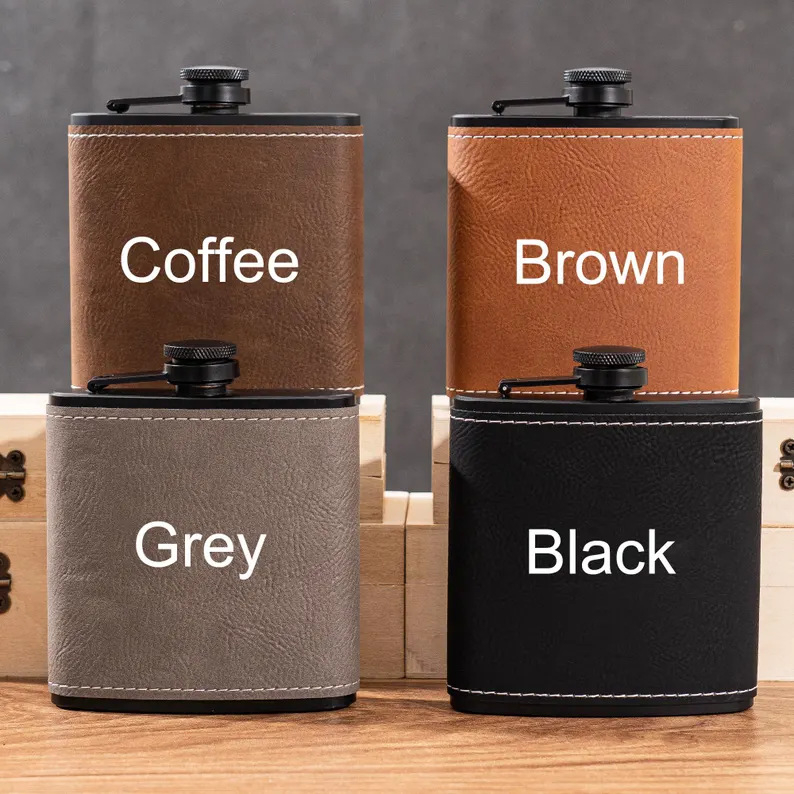 Bőr borflaska, retro minimalist stílus, hordozható kültéri használatra, 2025 nyári megjelenés, logó Can