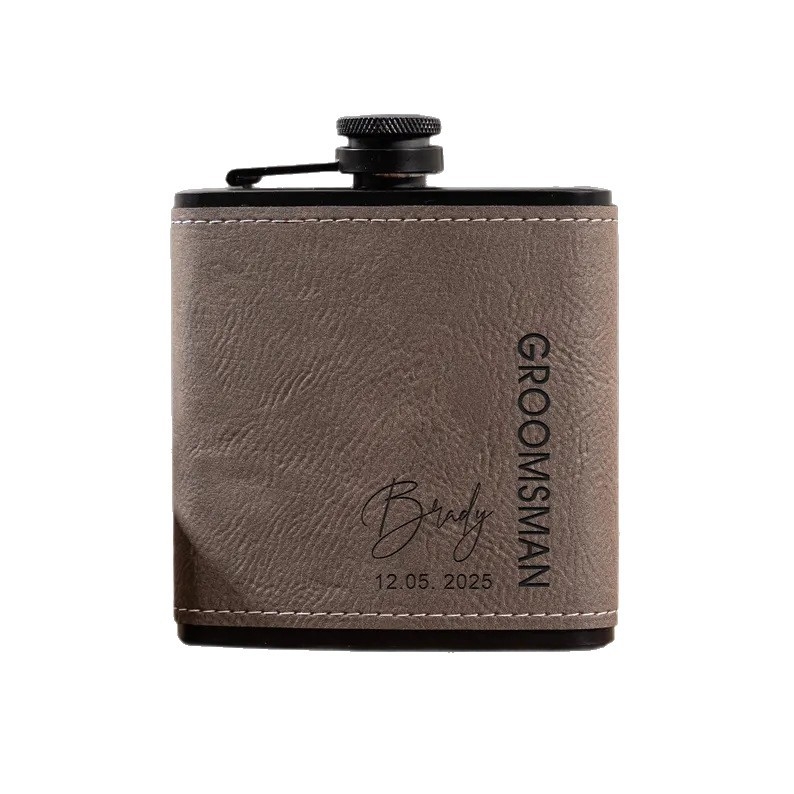 Bőr borflaska, retro minimalist stílus, hordozható kültéri használatra, 2025 nyári megjelenés, logó Can