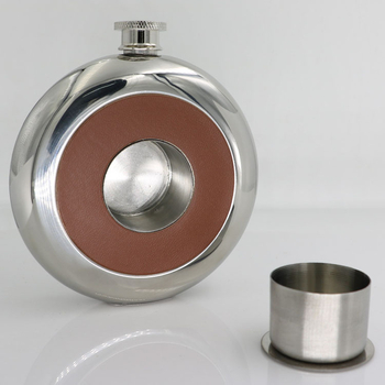 Set de vin din oțel inoxidabil 304, flacon și pahar, finisaj oglindit circular, capacitate 5 oz, stil retro lux ușor