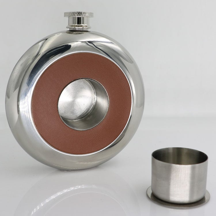 Set de vin din oțel inoxidabil 304, flacon și pahar, finisaj oglindit circular, capacitate 5 oz, stil retro lux ușor