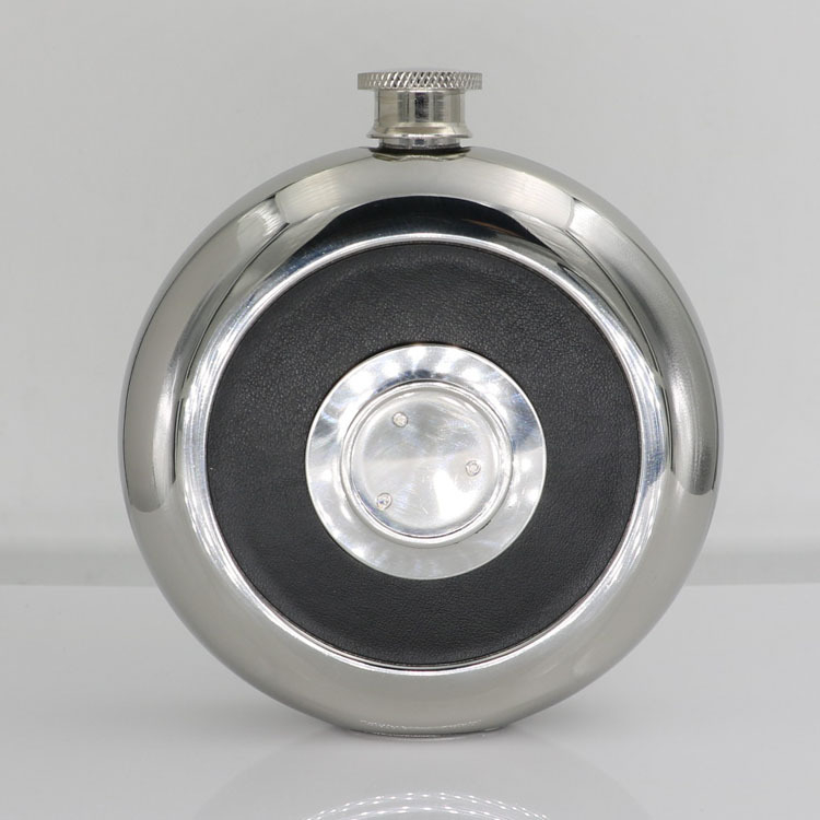 Set de vin din oțel inoxidabil 304, flacon și pahar, finisaj oglindit circular, capacitate 5 oz, stil retro lux ușor