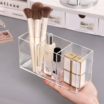 Kutija za desktop skladištenje s pregradama, PS plastika, kapacitet 0,5 L, model 33013, moguć tisak logotipa