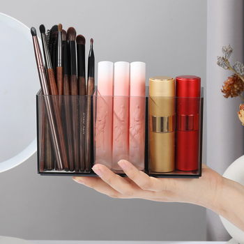 Kutija za desktop skladištenje s pregradama, PS plastika, kapacitet 0,5 L, model 33013, moguć tisak logotipa