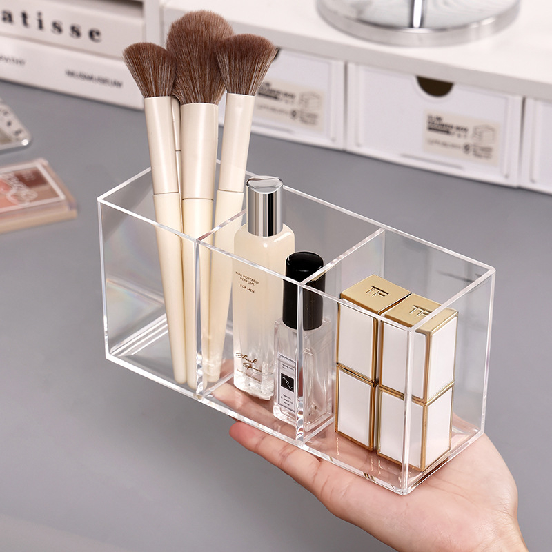 Kutija za desktop skladištenje s pregradama, PS plastika, kapacitet 0,5 L, model 33013, moguć tisak logotipa