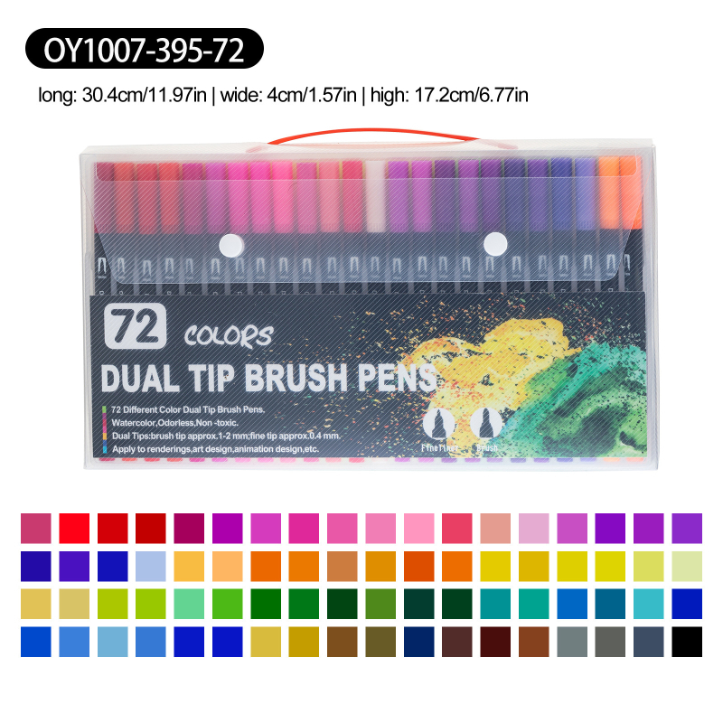 Dječji dvostrano-markerski set za crtanje, perivi, s mekim vrhom, u PVC kutiji – set akvarelnih markera