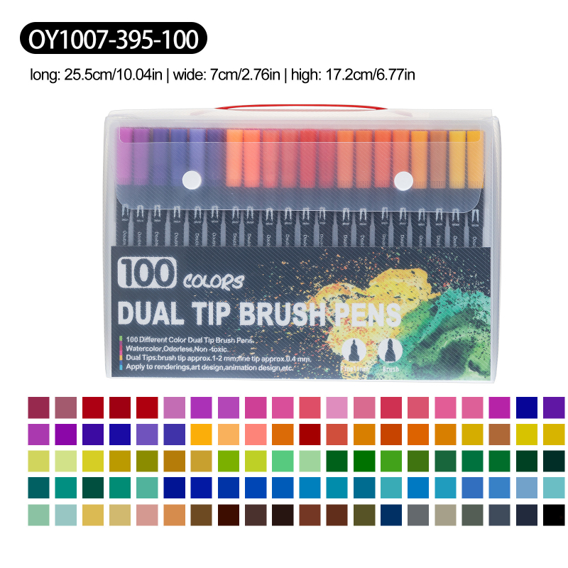 Dječji dvostrano-markerski set za crtanje, perivi, s mekim vrhom, u PVC kutiji – set akvarelnih markera