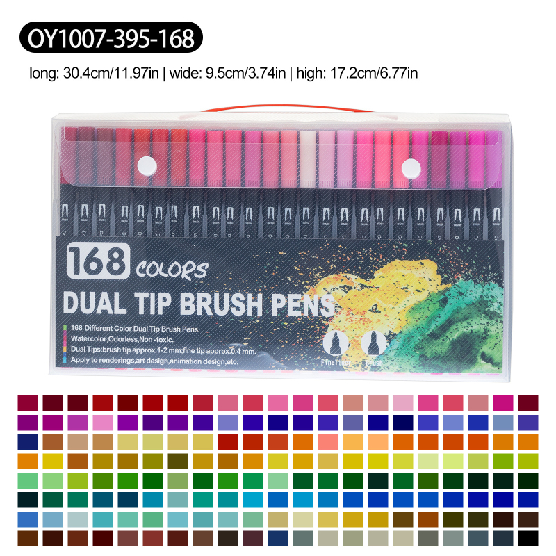 Dječji dvostrano-markerski set za crtanje, perivi, s mekim vrhom, u PVC kutiji – set akvarelnih markera