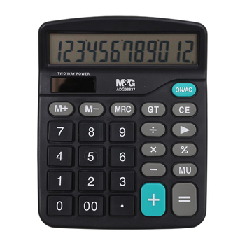 Calculator aritmetic ADG98837, afișaj 12 cifre, alimentare duală, cadou pentru coleg de clasă, Crăciun