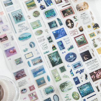 PET лента за дие-кът рязане с Flash Sand текстура, ретро мотив на маслена живопис, Yu Xian марка, многоцелево за DIY дневник и калъф за телефон, дебелина 0.04 мм