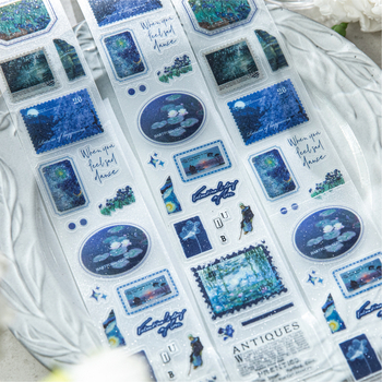 PET лента за дие-кът рязане с Flash Sand текстура, ретро мотив на маслена живопис, Yu Xian марка, многоцелево за DIY дневник и калъф за телефон, дебелина 0.04 мм