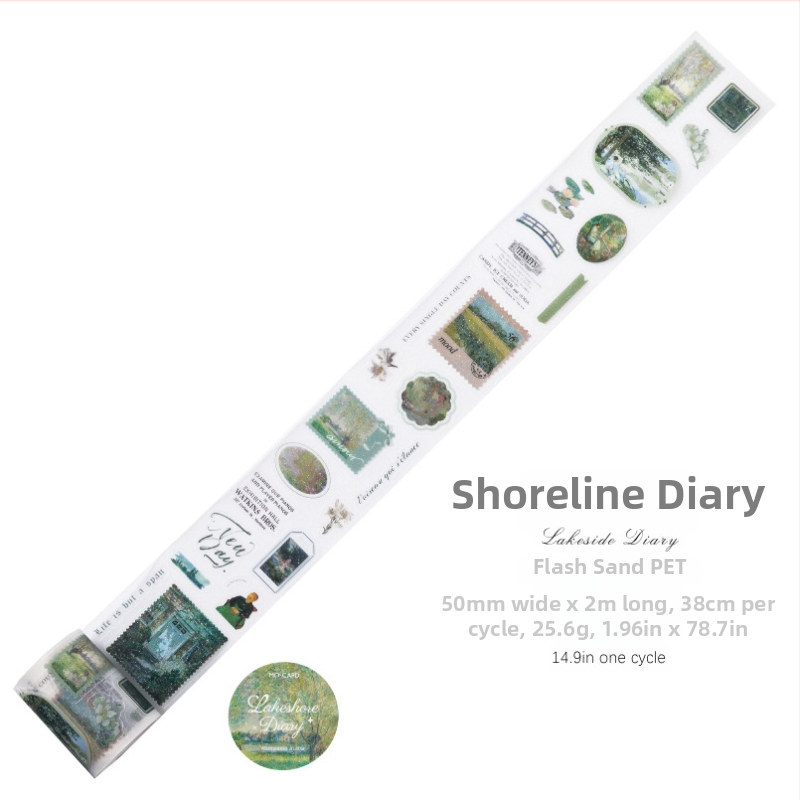 PET die-cut pás s textúrou Flash Sand, retro olejomalba motív, Yu Xian značka, viacúčelové použitie pre DIY zápisník a obal na telefón, hrúbka 0,04 mm