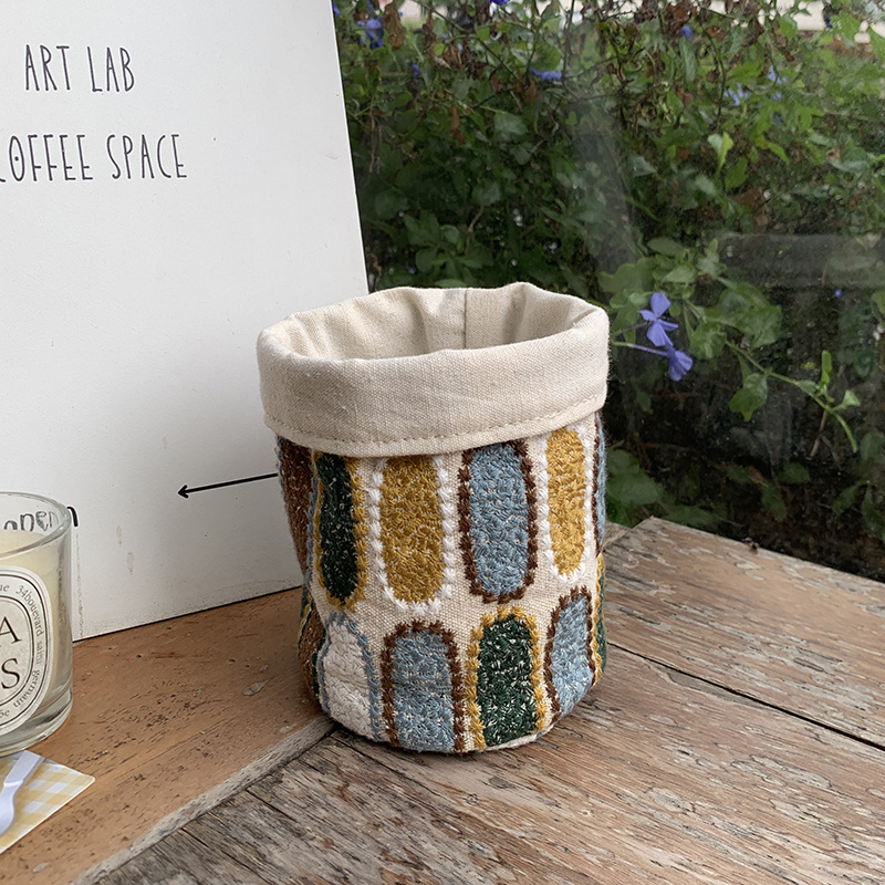 Držač za olovke i četke za šminku od platna za stolnu organizaciju — kružnog oblika; Marka: Big star & little moon; Model: Jedna veličina odgovara svima; Materijal: platno; Prilagodba: Da