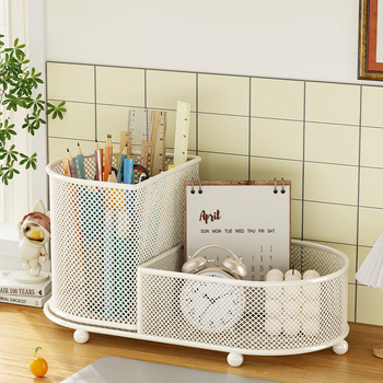 Suport pentru pixuri și organizator de birou - oțel inoxidabil, cutie de depozitare multifuncțională, capacitate 1 L, design modern minimalist