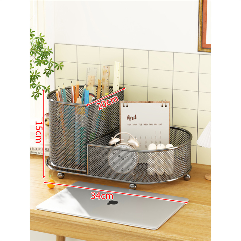 Suport pentru pixuri și organizator de birou - oțel inoxidabil, cutie de depozitare multifuncțională, capacitate 1 L, design modern minimalist