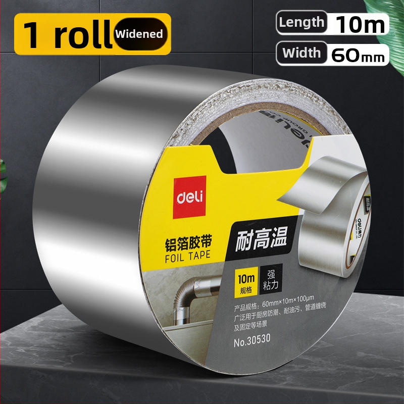 Deli páska z hliníkovej fólie, hrubšia, vysokoteplotná odolnosť, na tesnenie a opravu únikov v kuchyni, digestore a vodovodných rúrach, 100 μm hrúbka
