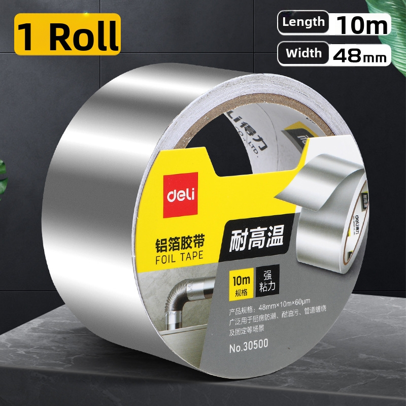 Deli páska z hliníkovej fólie, hrubšia, vysokoteplotná odolnosť, na tesnenie a opravu únikov v kuchyni, digestore a vodovodných rúrach, 100 μm hrúbka