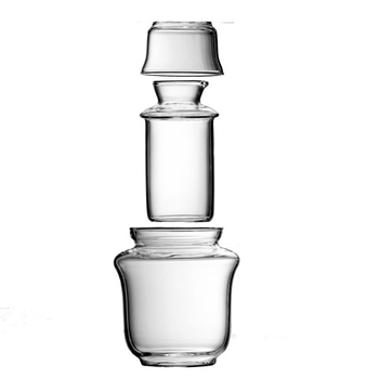 Su Yi Set de vin din sticlă – 3 piese: ceașcă exterioară, ceașcă interioară și capac, rezistent la căldură, stil modern