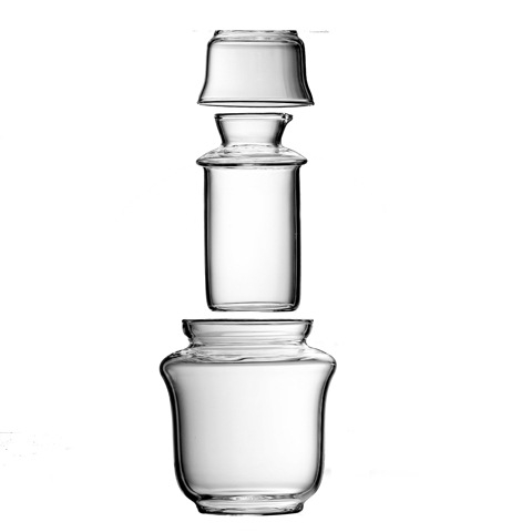 Su Yi Set de vin din sticlă – 3 piese: ceașcă exterioară, ceașcă interioară și capac, rezistent la căldură, stil modern