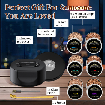 Intelligens füstölő koktélkészítő – Nordic stílusú ABS anyagból, 8 részes készlet a füstölt whiskey koktélokhoz aromás fákkal