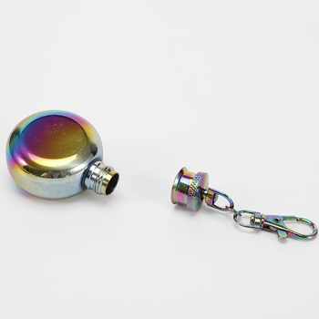 Kör alakú hordozható borosüveg 304 rozsdamentes acélból, kulcstartóval