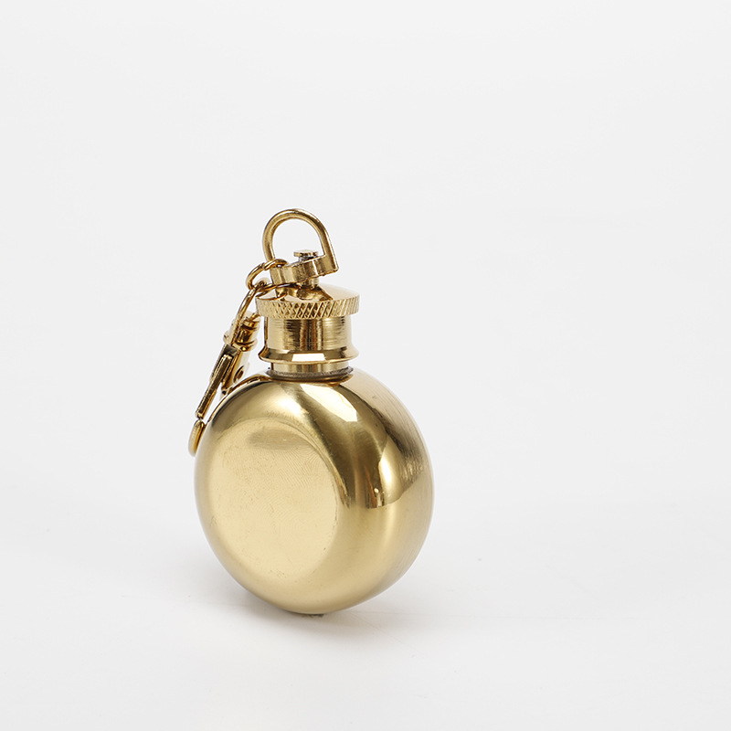 Kör alakú hordozható borosüveg 304 rozsdamentes acélból, kulcstartóval