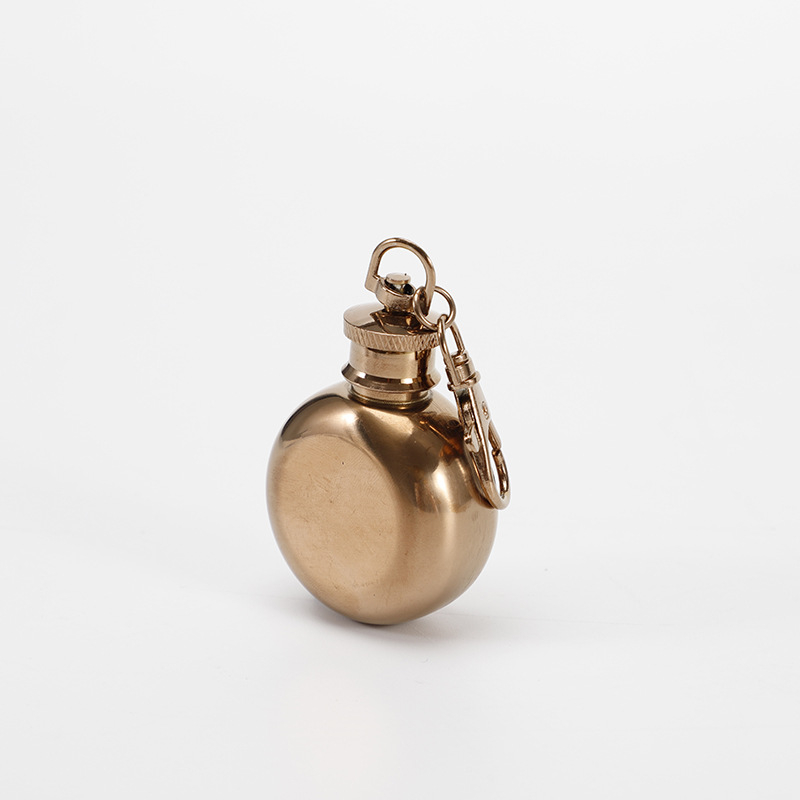 Kör alakú hordozható borosüveg 304 rozsdamentes acélból, kulcstartóval