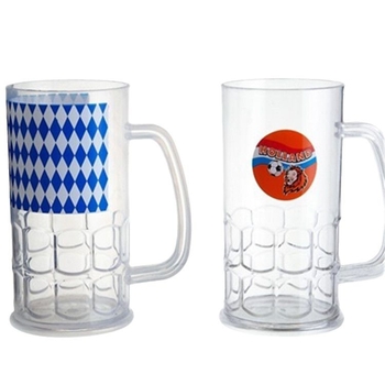 Pahar din plastic pentru bere cu mâner, material PS, capacitate 401–500 ml, stil modern minimalist, imprimare logo