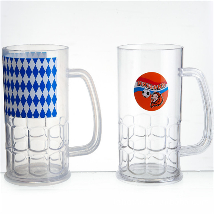 Pahar din plastic pentru bere cu mâner, material PS, capacitate 401–500 ml, stil modern minimalist, imprimare logo