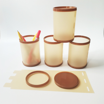 Suport pentru pixuri în stil japonez și coreean – cutie de depozitare din plastic, DIY creativ, formă rotundă PP, imprimare logo, personalizare, model 12589