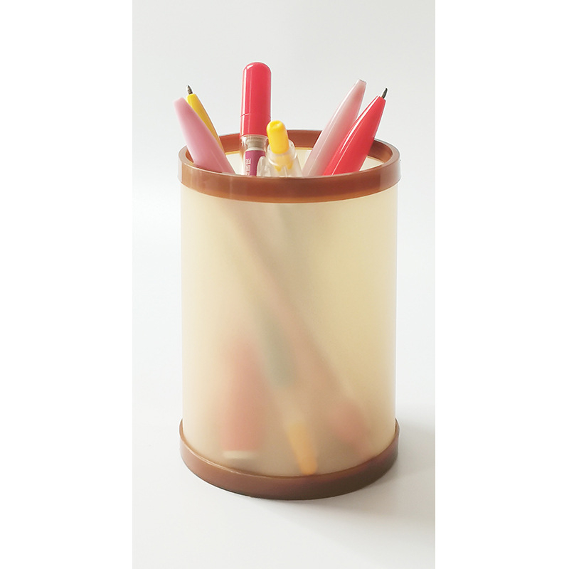 Suport pentru pixuri în stil japonez și coreean – cutie de depozitare din plastic, DIY creativ, formă rotundă PP, imprimare logo, personalizare, model 12589