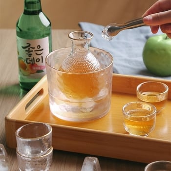 Hyun Bin Glass Japanski stil kaljeno staklo set za vino: bokal za vino, karafa za vino i čaša za vino