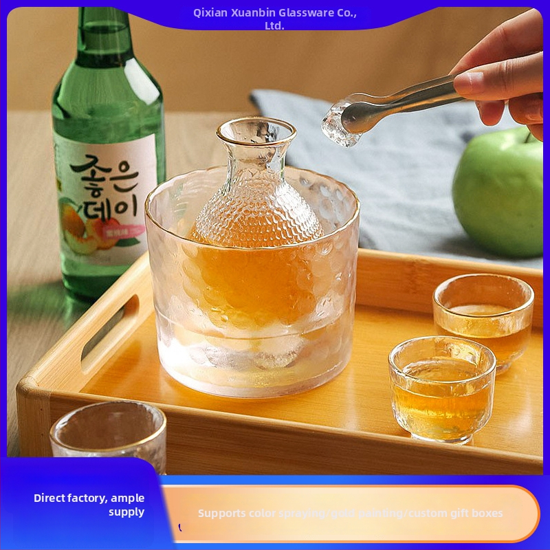Hyun Bin Glass Japanski stil kaljeno staklo set za vino: bokal za vino, karafa za vino i čaša za vino