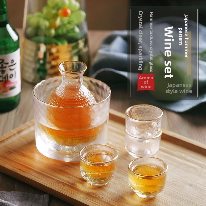 Hyun Bin Glass Japanski stil kaljeno staklo set za vino: bokal za vino, karafa za vino i čaša za vino