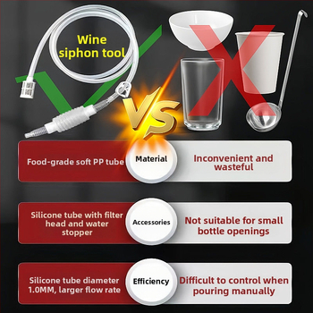 Vinová pumpa na domáce použitie s automatickým čerpaním, 2 m trubky so filtrom a klipom na zastavenie vody, PP materiál, značka Tianshun, prémiový výrobok