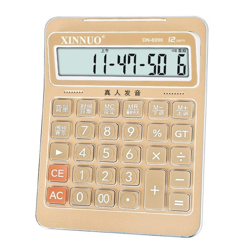 Valós emberi kiejtéssel rendelkező hangalapú számológép, pénzügyi iroda használatra, 12 számjegy kijelzővel, többfunkciós