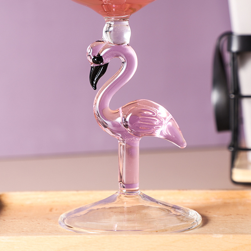 Set čaša za vino s čašom za sladoled s motivom flaminga, borosilikatno staklo, kapacitet 1–100 ml, otisak logotipa, pakiranje na pladnju