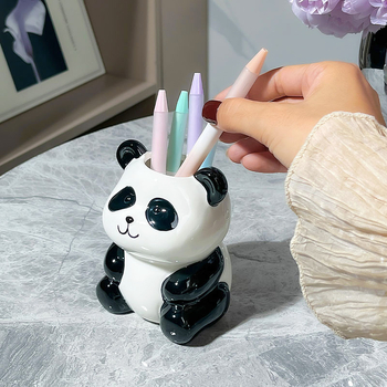 Panda držač olovaka Reading — porcelan, okrugli oblik, dar za rođendan ili diplomu