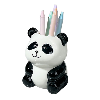 Panda držač olovaka Reading — porcelan, okrugli oblik, dar za rođendan ili diplomu