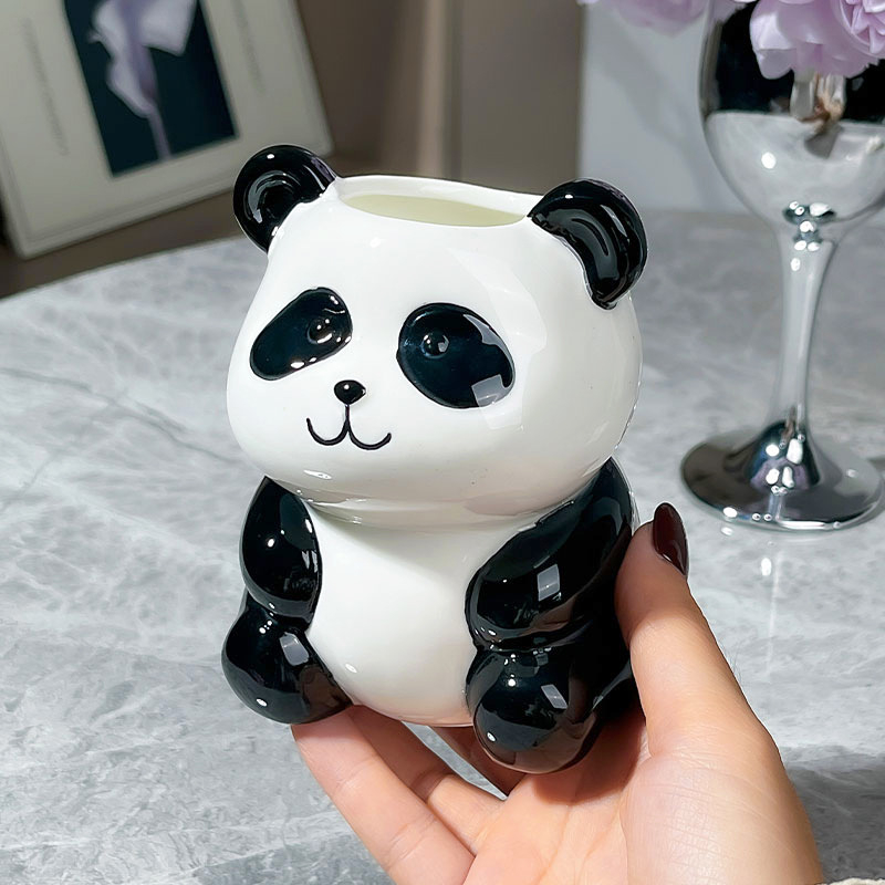 Panda držač olovaka Reading — porcelan, okrugli oblik, dar za rođendan ili diplomu